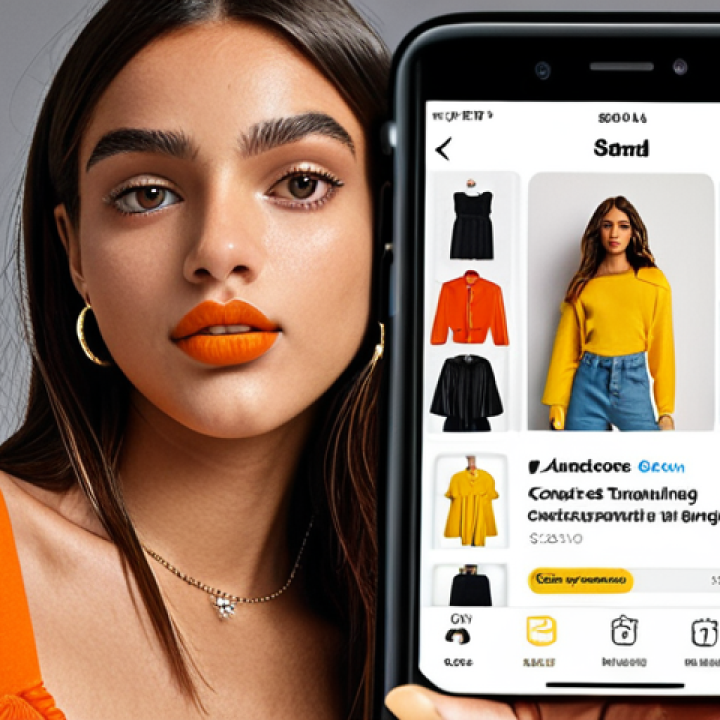 **

A vibrant and engaging live commerce stream on Instagram, showcasing trendy clothing. A young, stylish influencer interacts with viewers through comments and stories, highlighting the visual appeal of the products and offering exclusive discounts. The scene is dynamic and captures the energy of real-time interaction and the excitement of a flash sale.

**